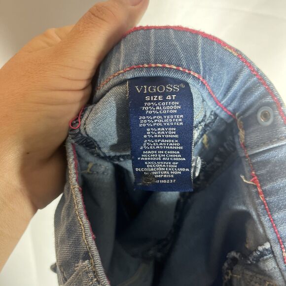 Vigoss Girls Size 4T Blue Jean Skinny Jagger With Unicorn Sequins - Picture 4 of 5